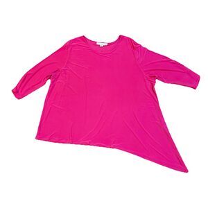 Caroline Rose Womens Asymmetrical Slinky Tunic Blouse Top Plus Size 3X Hot Pink